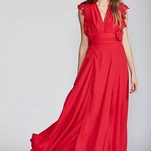 NWOT Jen’s Pirate Booty Poppy Red Eyelet Lace Maxi Dress Boho Bohemian XS $298
